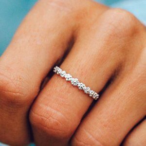 Pura Vida Floral Stacking Ring Size 6 Silver